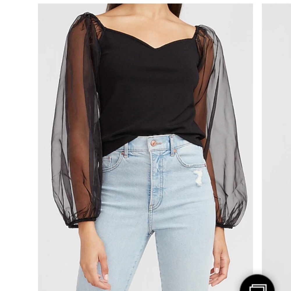 Organza puff sleeve top